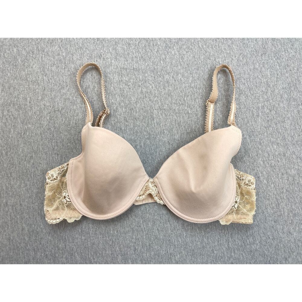 Wacoal Bra Womens 34C Beige Floral Lace Wings Everyday Wear Underwire T Shirt